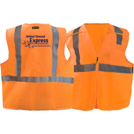 S Recycled Class 2 Mesh Breakaway Zip Vest W/United Ground Express Logo Orange PLG02