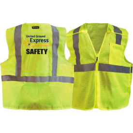 2X Recycled Class 2 Mesh Breakaway W/United Ground Express Logo & "Safety" Hi-Viz Yellow 