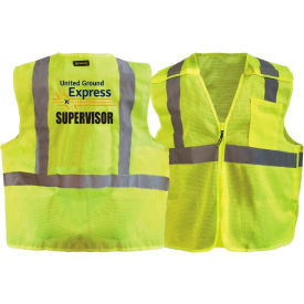 2X Recycled Class 2 Mesh Breakaway W/United Ground Express Logo & "Supervisor" Hi-Viz Yellow 
