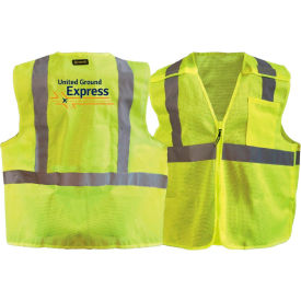 S  Recycled Class 2 Mesh Breakaway Zip Vest W/United Ground Express Logo Hi-Viz Yellow PLG01