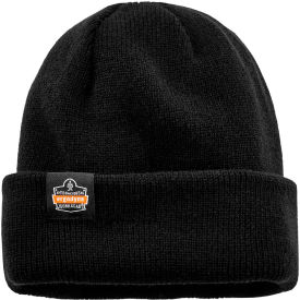 Ergodyne 16801 Ergodyne® N-Ferno® 6811Z Rib Knit Hat, Zipper, With Bump Cap Insert, Black image.