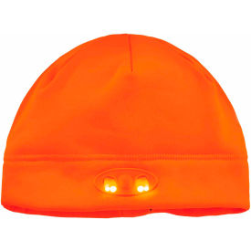 Ergodyne 16804****** Ergodyne® N-Ferno® 6804 Skull Cap Beanie Hat With LED Lights, Orange image.