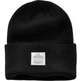 Ergodyne 16808****** Ergodyne® N-Ferno® 6806 Rib Knit Beanie Hat, Cuffed, Black image.