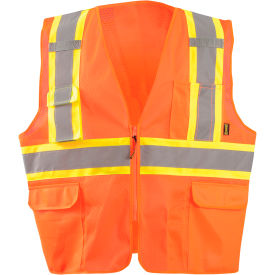 OccuNomix Class 2 High Visibility Two-Tone Surveyor X-Back Mesh Vest M Orange 