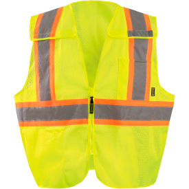 OccuNomix Class 2 5-Point Breakaway Two Tone X-Back Mesh Vest XL Yellow 