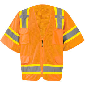 Occunomix ECO-SIMZ32T-OL Surveyor Vest, Mesh, Two-Tone, Orange, Class 3, L Occunomix ECO-SIMZ32T-OL Surveyor Vest, Mesh, Two-Tone, Orange, Class 3, L