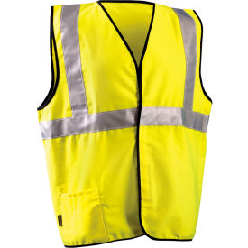 Class 2 Flame Resistant Cotton Rich Single Stripe Solid Vest, XL, Yellow view 2