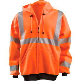 Occunomix LUX-HZSWT-O2X OccuNomix Full Zip Hoodie Sweatshirt Hi-Vis Orange 2XL, LUX-HZSWT-O2X image.