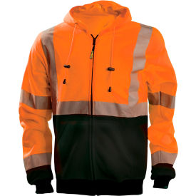 Black Bottom X-Back Hoodie Sweatshirt w/Zipper, 3XL, Orange view 2