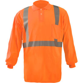 Occunomix LUX-LSPP2B-O2X Occunomix LUX-LSPP2B-O2X Birdseye Polo, Wicking & Cooling Long Sleeve, Class 2, Orange, 2XL image.