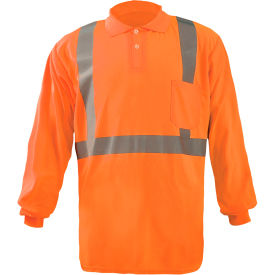 Occunomix LUX-LSPP2B-OXL Occunomix LUX-LSPP2B-OXL LS Birdseye Polo, Wicking & Cooling Long Sleeve, Class 2, Orange, XL image.