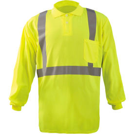 Occunomix LUX-LSPP2B-Y2X Occunomix LUX-LSPP2B-Y2X Birdseye Polo, Wicking & Cooling Long Sleeve, Class 2, Yellow, 2XL image.