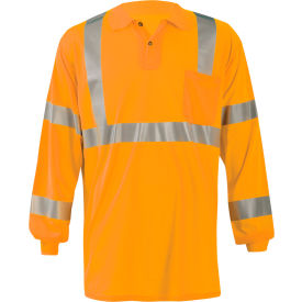 Occunomix LUX-LSPP3B-O2X Occunomix LUX-LSPP3B-O2X Birdseye Polo, Wicking & Cooling Long Sleeve, Class 3, Orange, 2XL image.