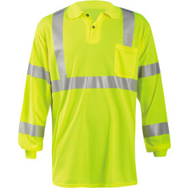 Occunomix LUX-LSPP3B-Y2X Occunomix LUX-LSPP3B-Y2X Birdseye Polo, Wicking & Cooling Long Sleeve, Class 3, Yellow, 2XL image.