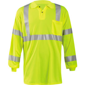 Occunomix LUX-LSPP3B-Y3X Occunomix LUX-LSPP3B-Y3X Birdseye Polo, Wicking & Cooling Long Sleeve, Class 3, Yellow, 3XL image.