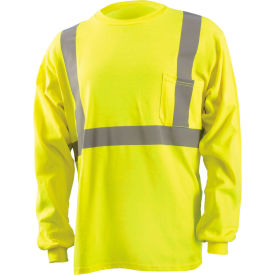 Occunomix LUX-LST2/FR-Y2X OccuNomix Classic Flame Resistant Long Sleeve T-Shirt, Class 2, Hi-Vis Yellow, 2XL, LUX-LST2/FR-Y2X image.