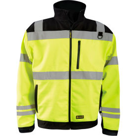 Occunomix LUX-M6JKT-Y2X Occunomix LUX-M6JKT-Y2X High Visibility Soft Shell Jacket, Class 3, Type R, Black/Yellow, 2XL image.