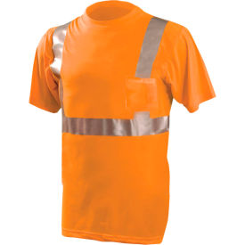 Occunomix LUX-SSETP2-O2X OccuNomix Standard Wicking T-Shirt W/ Pocket, Class 2, ANSI, Hi-Vis Orange, 2XL, LUX-SSETP2-O2X image.