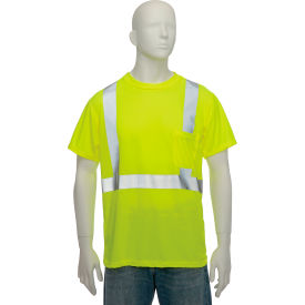 OccuNomix Standard Wicking Birdseye Class 2 T-Shirt W/ Pocket Hi-Vis Yellow, 5XL, LUX-SSETP2B-Y5X