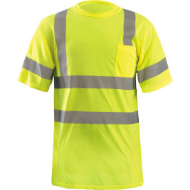 Occunomix LUX-SSETP3-Y2X OccuNomix Wicking T-Shirt W/ Sleeve Stripes, Class 3, ANSI, Hi-Vis Yellow, 2XL, LUX-SSETP3-Y2X image.