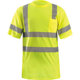 Occunomix LUX-SSETP3-Y4X OccuNomix Wicking T-Shirt W/ Sleeve Stripes, Class 3, ANSI, Hi-Vis Yellow, 4XL, LUX-SSETP3-Y4X image.