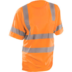 Occunomix LUX-SSETP3B-OXL OccuNomix Class 3 Classic Wicking Birdseye T-Shirt with Pocket Orange, XL, LUX-SSETP3B-OXL image.
