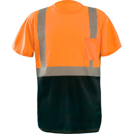 Occunomix LUX-SSETPBK-O3X OccuNomix LUX-SSETPBK-O3X Class 2 Black Bottom T-Shirt w/Pocket Orange, 3X image.