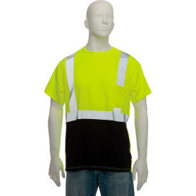 Occunomix LUX-SSETPBK-YL OccuNomix Class 2 Classic Black Bottom T-Shirt with Pocket Yellow, L, LUX-SSETPBK-YL image.