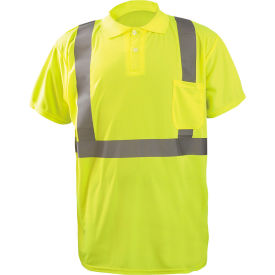 Occunomix LUX-SSPP2B-Y4X Occunomix LUX-SSPP2B-Y4X Birdseye Polo, Wicking & Cooling, Short Sleeve, Class 2, Yellow, 4XL image.