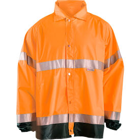 Occunomix LUX-TJR-OL OccuNomix Breathable Foul Weather Coat, Class 3, Hi-Vis Orange, L, LUX-TJR-OL image.