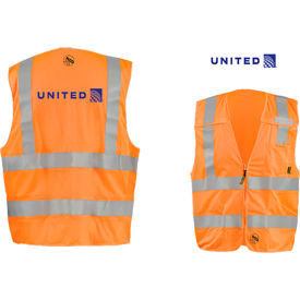 UNITED Imprinted Break-Away Mesh Vest w/Zipper ANSI Class 2 Orange 2XL 