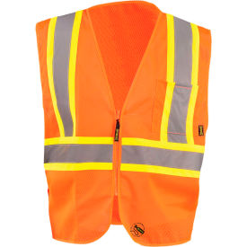 Occunomix TSE-IM2TZ-OXL Self Extinguishing Standard Vest, Class 2, Two Tone, Orange/Yellow, XL