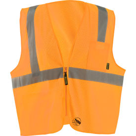 Occunomix Self-Extinguishing Standard Vest, Mesh, Class 2, Type R, Zipper, Orange, 2XL Occunomix Self-Extinguishing Standard Vest, Mesh, Class 2, Type R, Zipper, Orange, 2XL