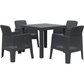 DUKAP Lucca 5 Piece Dining Set, Black with Gray Cushions