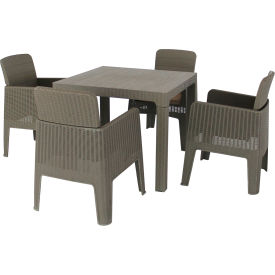 DUKAP Lucca 5 Piece Dining Set, Gray with Beige Cushions
