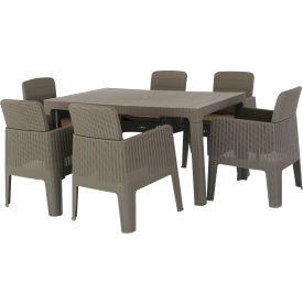 DUKAP Lucca 7 Piece Dining Set, Gray with Beige Cushions