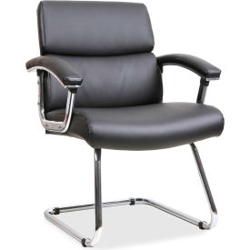 Lorell 20019 Lorell® Sled Base Leather Guest Chair - Black image.