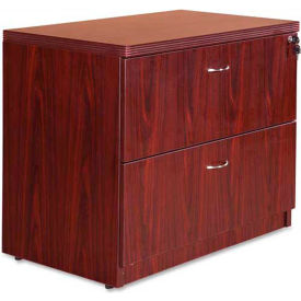 Lorell 34312 Lorell® Lateral File Cabinet - 35.5" x 22" x 30" - Mahogany - Chateau Series image.