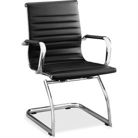 Lorell 59539 Lorell® Modern Chair Mid-Back Leather Guest Chair - Black - 2/Pack image.