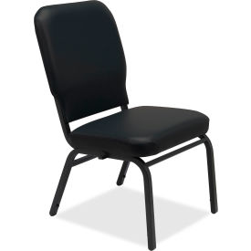 Lorell 59596 Lorell® Vinyl Back/Seat Oversized Stack Chairs - Black - 2/Pack image.