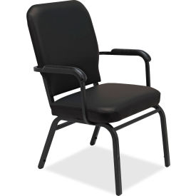 Lorell 59600 Lorell® Fixed Arms Vinyl Oversized Stack Chairs - Black - 2/Pack image.
