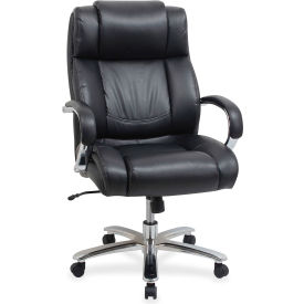 Lorell 99845 Lorell® Big and Tall Leather Chair with UltraCoil Comfort - Black image.