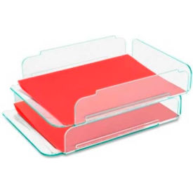 Lorell 80655 Lorell® Acrylic Stacking Letter Trays, Green, 2/Pack image.