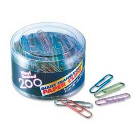 Officemate International 97212 Officemate® Giant Translucent Vinyl-Coated Paper Clips, Assorted, 200/Tub image.
