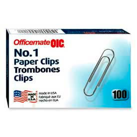 Officemate International 99911 Officemate® No. 1 Paper Clips, Silver, 100/Box image.