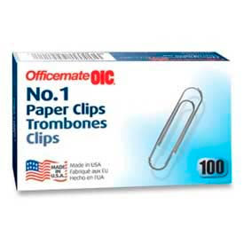 Officemate International 99912 Officemate® No. 1 Non-Skid Paper Clips, Silver, 100/Box image.
