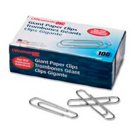 Officemate International 99915 Officemate® Giant Non-Skid Paper Clips, Silver, 100/Box image.