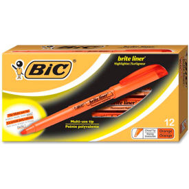 Bic Corporation BL11OE Bic® Brite Liner Highlighter with Pocket Clip, Chisel Tip, Orange Ink, Dozen image.