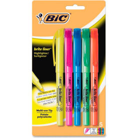 Bic Corporation BLP51WASST Bic® Brite Liner Highlighter with Pocket Clip, Chisel Tip, Assorted Ink, 5/Set image.
