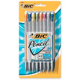 Bic Corporation MPLMFP241 Bic® Mechanical Pencil, Pocket Clip, 0.5mm, Assorted Barrels, 24/Pack image.